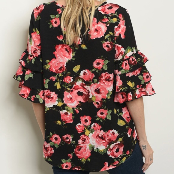 Black red floral - Top - Picture 3 of 5